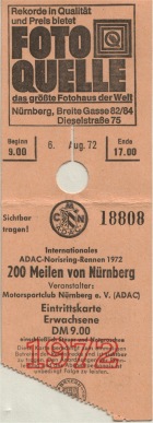 Eintrittskarte 1972